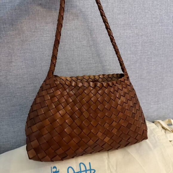 Dragon Diffusion Brown Woven Leather Bag w/ Dust Bag – Lightweight & Roomy - Picture 10 of 12